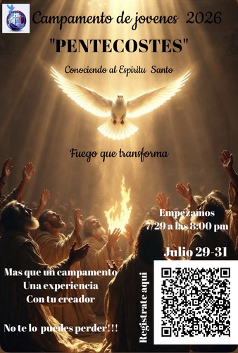 Iglesia Mundial Emaus Campamento de Jóvenes 2026  "PENTECOSTÉS"  (ages 13-27) poster