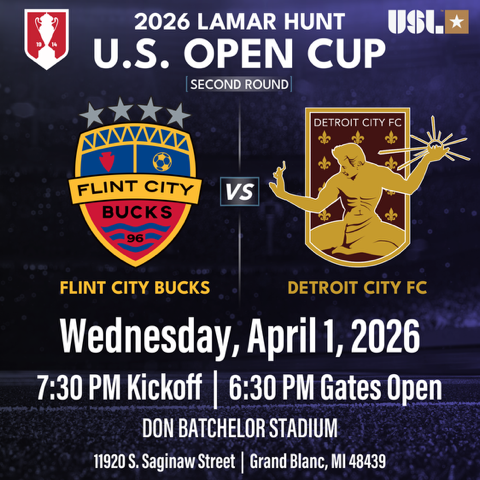 US Open Cup Second Round | Flint City Bucks vs. Detroit City FC poster