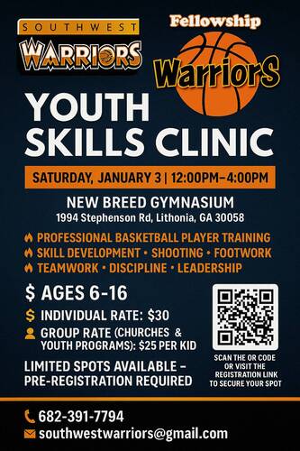 Southwest Warriors Holiday Youth Skills Clinic poster