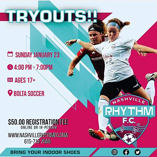 Nashville Rhythm FC Tryouts 2023 poster