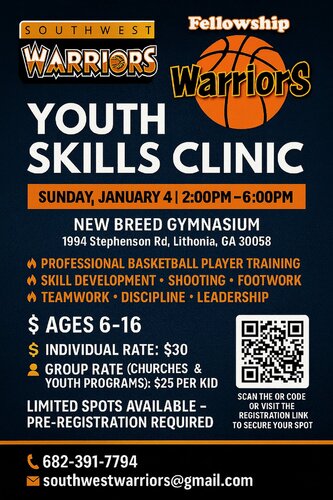 Southwest Warriors Holiday Youth Skills Clinic poster