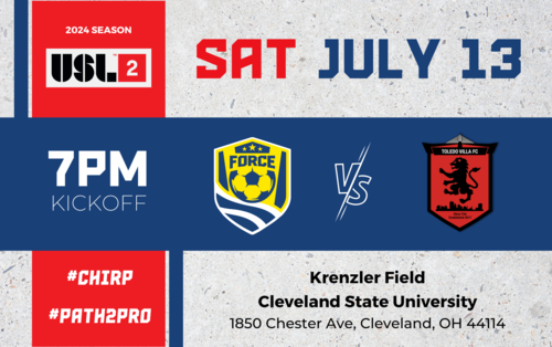 Cleveland Force SC vs Toledo Villa FC (USL League 2 7/13/24) poster