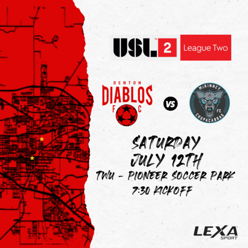 Denton Diablos vs Krewe FC - Home Match Six - USL2 2025 poster